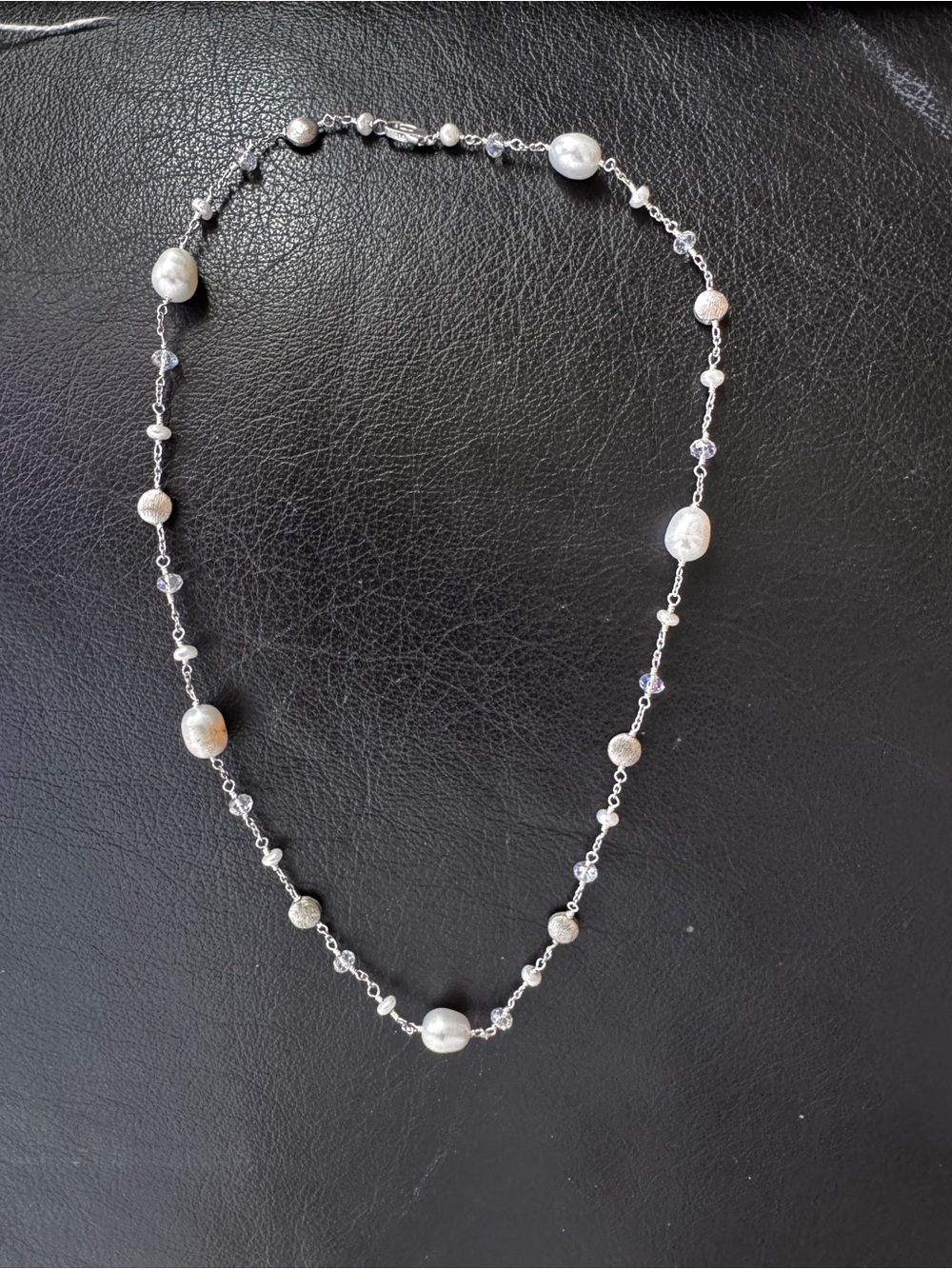Sterling Silver Pearl Bead Necklace - 18” White fresh water pearls